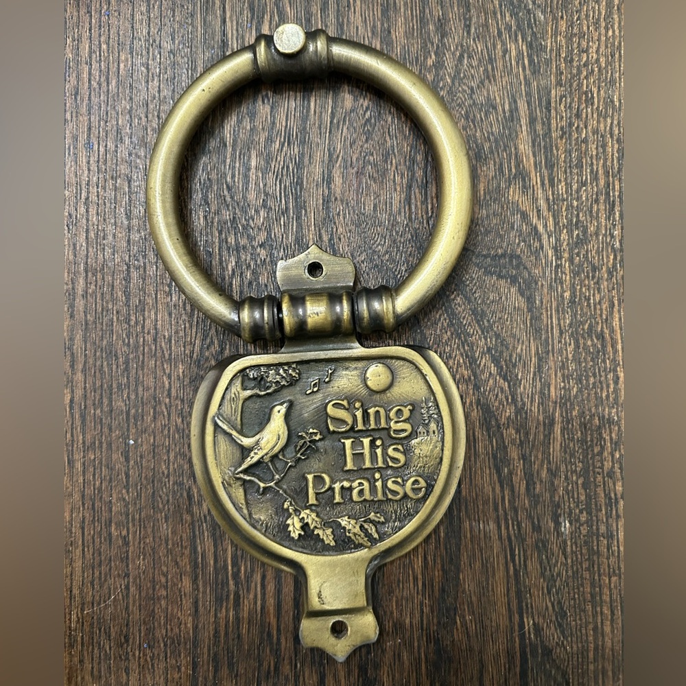 Cheerful Hearts Brass Door Knocker with Bird Design